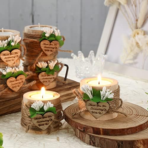 Lallisa 12 Sets Wooden Tealight Candle Holders, Wedding Favors for Guests by Lallisa