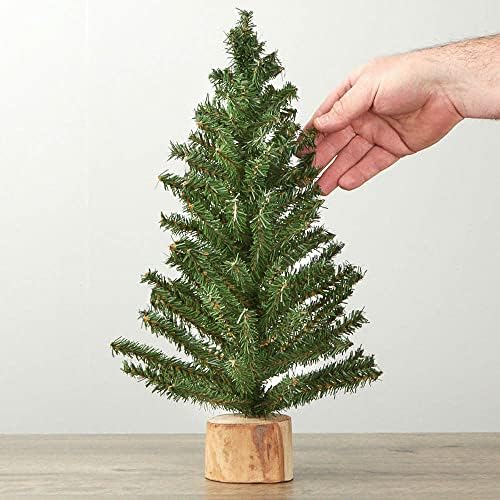 Small Artificial Canadian Pine Christmas Tree by Factory Direct Craft Mini 18 inch Artificial Pine Christmas Tree with Real Wood Base - Add to Holiday Décor and Decorations in Home or Office - Image 4