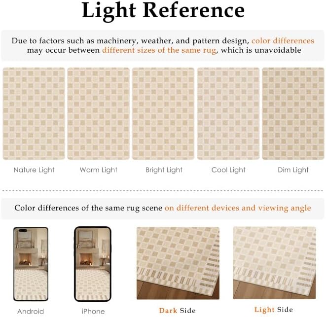 Beige 8x10 Washable Area Rug Living Room Large Non Slip Carpet | Soft, Low Pile, Modern, Pet Friendly, Indoor Rugs for Bedroom, Office, Nursery, Dining Room, Kids Room