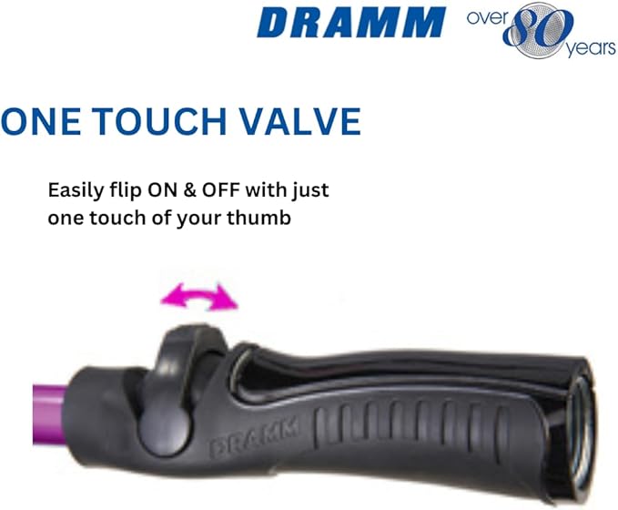 Dramm Rain Wand with One Touch Thumb Valve – Gentle Full Flow Shower Head Watering Wand for Garden Hose, Aluminum Construction – 16 Inch – Blue
