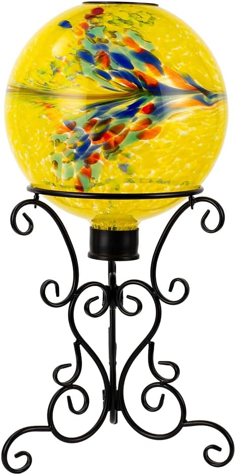 12" Black Metal Gazing Ball Stand for 10-12 Inch Glass Gazing Ball | 3 Base Holder for Indoor Outdoor Garden Lawn Yard,Metal Tripod for Glass Sphere Display