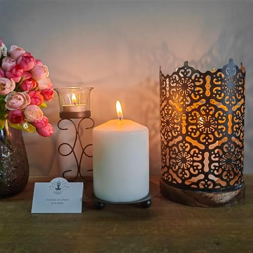 Hosley® Metal Diamond Cut Design Candle Holder 7.5 Inch High, Black Gold Perfect for Home Decor, Lighting, Wedding, Parties, Gifting - Image 5