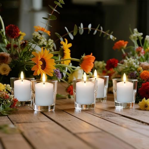 Wax Rechargeable Votive Flameless Candles Battery Operated Remote Timer - Image 3