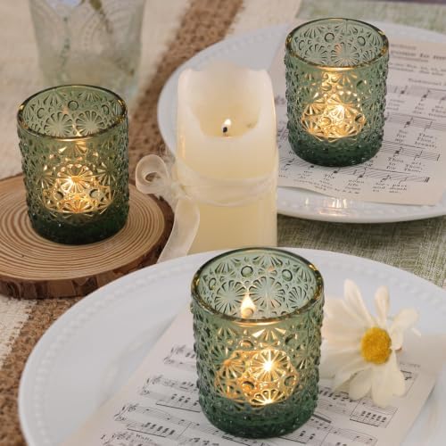 Lanttu 36 Pcs Green Votive Candle Holder 2.2ʺ*2.6ʺ Tealight Candle Holders - Image 4