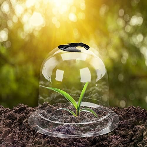 MorTime 6 Pack Garden Cloche Plant Dome, 7.3" D x 6.9" H Plastic Plant Bell Cover Reusable Mini Greenhouse with 18 Ground Securing Pegs & 10 Plant Labels for Outdoors Frost Freeze Protection - Image 6