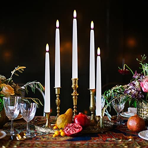 Wondise Flickering Flameless Taper Candles with Remote and Timer, 11 Inch Battery Operated White Real Wax 3D Flame LED Window Candles, Set of 8(D 0.8 inch x H 11 inch, 2 Remote Controls) - Image 5
