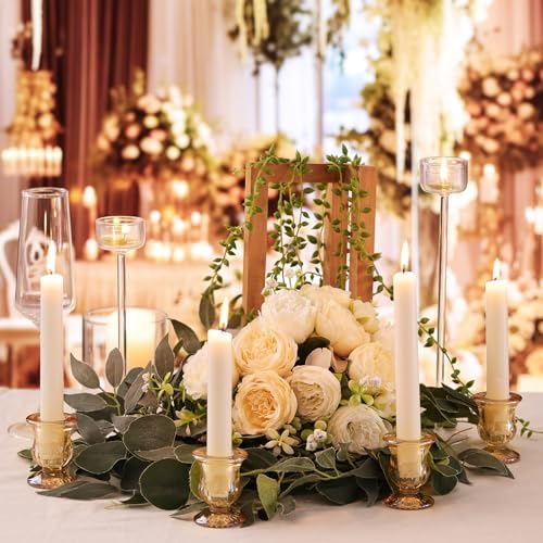 Letine Gold Candlestick Holders Set of 12-2.5" H Taper Candle Holders Bulk -Gold Glass Candle Holder for Valentine's Day, Christmas, Rustic Wedding Centerpieces, Party Decor - Image 7