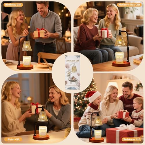 Black Walnut Candle Warmer Lamp with Timer Dimmable,Birthday Gifts for Women,Adjustable Height Wax Melt Warmer for Jar Candles,House Warming Gifts New Home,Ideal for Office,Dorm,Bedroom Home Decor - Image 6