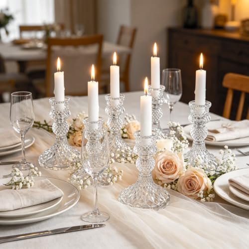 2 Pack Glass Taper Candlestick Holders, Clear Candlestick Holders, 4" H Crystal Candle Holders Decorative Candle Stand Centerpiece for Wedding, Festival, Dinning Party Table Decor - Image 4