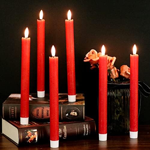 GenSwin Flameless Taper Candles LED Battery Operated Remote Timer Red - Image 4