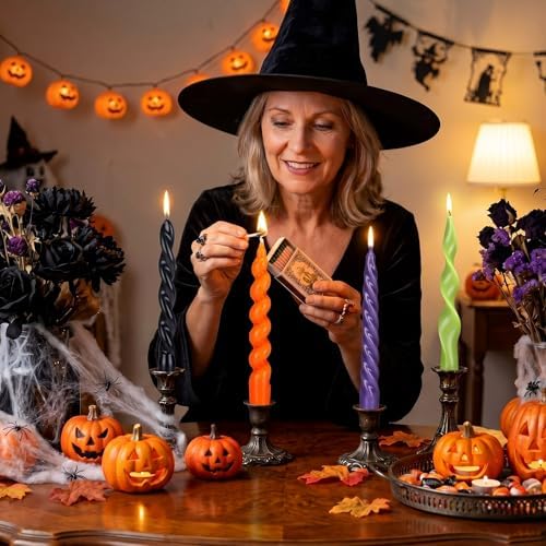 Nuanchu 4 Pcs Twisted Taper Candles,7.87 Inch,Pure,Halloween Purple - Image 3