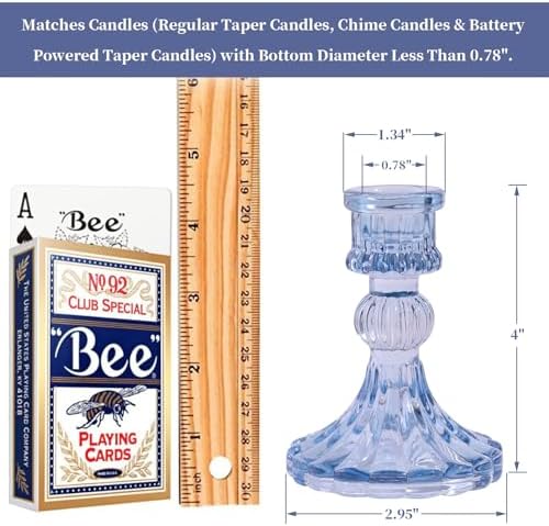 DARJEN 12PCS Blue Candlestick Holders Set- 4" H Taper Candle Holders, Glass Candle Holders Bulk for Wedding, Party, Home Table Centerpieces, Festival Gifts & Windowsill Decor - Image 2