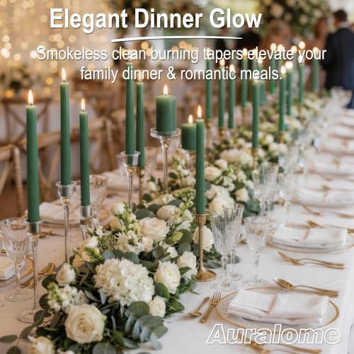 Green Taper Candles - 12 Pack 10 Inch Green Candlesticks for Christmas Dripless Unscented Wax Long Burning Tall Tapered Candle Sticks for Spring Home Decor Table Dinner Holidays Wedding - Image 6