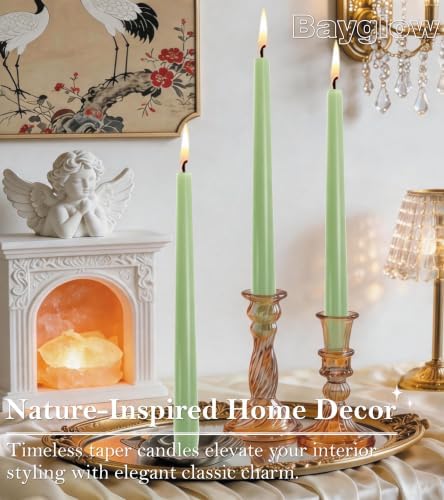 Sage Green Taper Candles - 12 Pack 10 Inch Green Candlesticks for Dripless Unscented Long Burning Tall Tapered Candle Sticks for Easter Spring Home Decor Dinner Holidays Weddings Events - Image 5