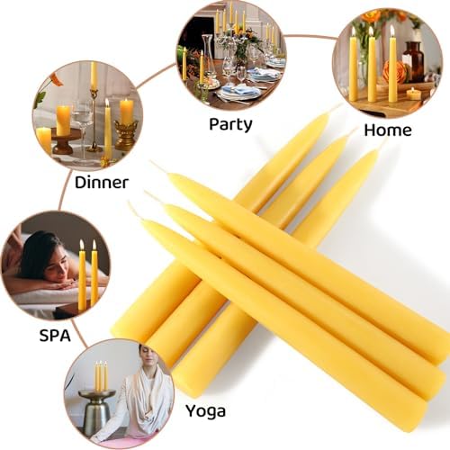 Beeswax Taper Candles,100% Natural Bees Wax Candle Sticks,18 Pack,8 Inch - Image 5