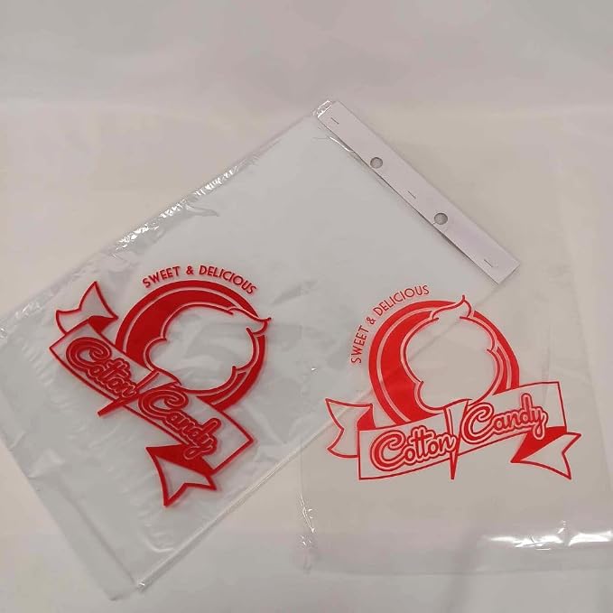 Oasis Supply, Heavy Duty Cotton Candy Bags "Sweet and Delicious" Design - 100 count, Twist Ties are Included
