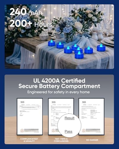 Homemory 12-Pack Navy Blue Flameless Battery Tealight Candles, 200+ Hours - Image 3
