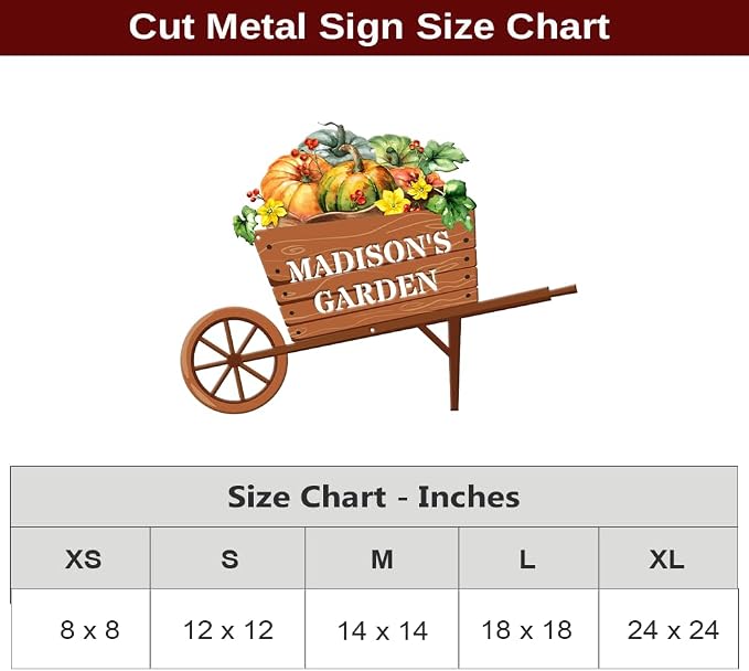 MeMate Garden Sign, Vegetable Garden Signs for Outdoor Decor, Personalized Metal Signs Garden, Customized Name Wall Art, Large Sign for She Shed Porch Deck, Personalized Outdoor Plaques