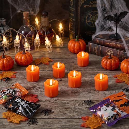 Orange Flameless Votive Candles Battery Operated with Remote Timer - Image 5