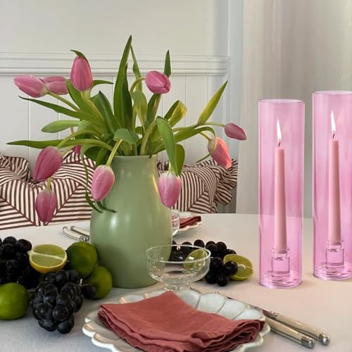Vixdonos Glass Hurricane Candle Holder Set of 3 Modern Candlestick Holders Long Taper Candle Stand with 11.8 inch Tall Cylinder Windproof Cover for Wedding Party Table Centerpiece Outdoor - Image 6
