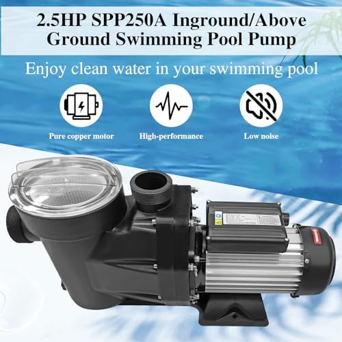 2.5HP Swimming Pool Pump Motor Above Ground Swimming Pool Powerful Self Primming Pool Pump 148 GPM/1850W Filter Pump w/Strainer Basket and Drain Plug
