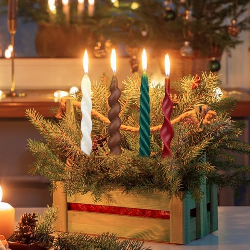 Nuanchu 4 Pcs Twisted Taper Candles,7.87 Inch,Pure,Christmas Color - Image 4
