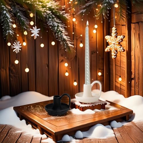 Taper Ceramic Candle Holders, Set of 2 Matte White, Table Decor Centerpiece for Home Decor, Wedding, Christmas, Birthday, Shower, Housewarming - Image 4