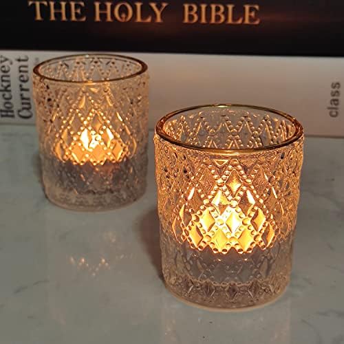 SHMILMH Clear Votive Candle Holders, Glass Tealight Candle Holders Bulk with Rim for Wedding Table Centerpiece Birthday Party Thanksgiving Decor, Set of 12 - Image 5