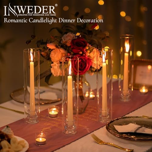 Hurricane Glass Candle Holders: 12" Tall Cylinder Cover Set of 6 - Image 4