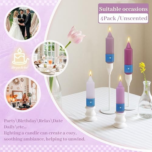 Unscented Dripless Taper Candles Gradient Purple Smokeless 5INCH Small Candlesticks for Dinner Weddings Birthday Party Home Décor - Image 3