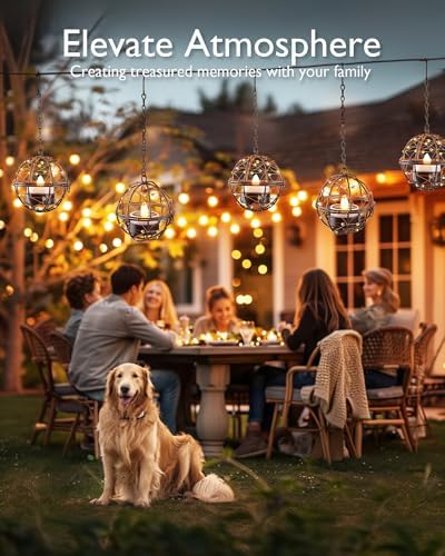 Homemory 4-Pack Beaded Solar Hanging Lanterns, Dusk to Dawn, Waterproof - Image 4