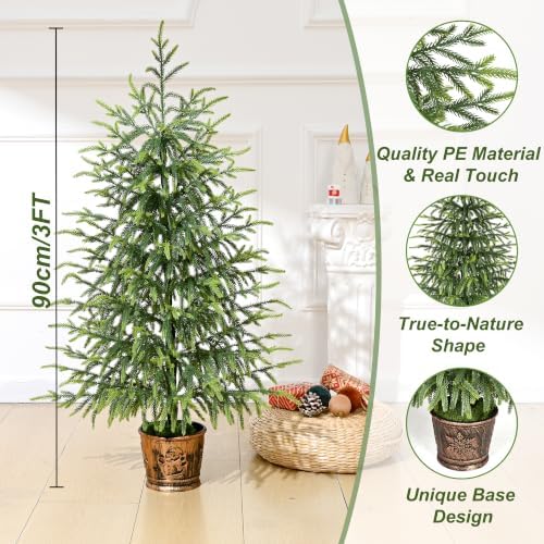 BLEUM CADE 3FT Small Norfolk Pine Tree with Pot, Table top Christmas Tree - Image 2