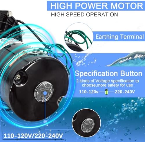 1.5HP /2.0HP In/Above Ground Swimming Pool Pump Self Priming Pool Pump with Strainer Filter Basket & Drain Plug Silent Operation 1.5" & 2.0'' Intlet Energy Saving (1.5HP)