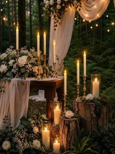 GenSwin Flameless Taper Candles LED Battery Operated Remote Timer Ivory - Image 3
