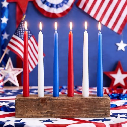 MTLEE 36 Pcs 10 Inch Long Taper Candle Stick Smokeless, Red Blue White - Image 2