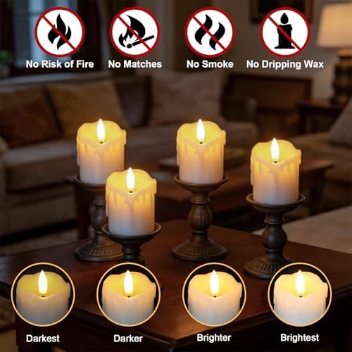 White Flameless Votive Candles Battery Operated with Remote Timer - Image 3