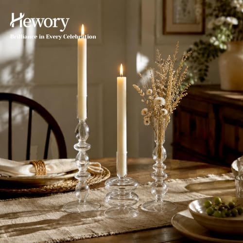 Hewory Clear Bubble Candle Stick Holders, 3 PCS Glass Candlestick Holders - Image 3