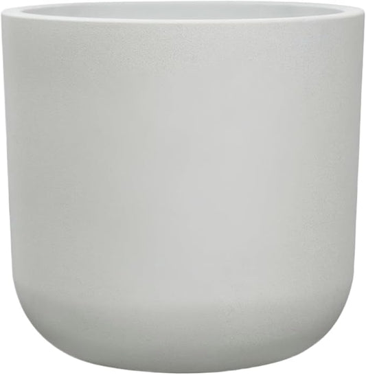 11 Inch White Planter, Large Plastic Plant Pots with Drainage Holes and Rubber Plug, UV Resistant Indoor Outdoor Flower Pot, Modern Decorative Cylinder for Home & Office, Chalk White