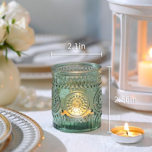 Lanttu 12pcs Green Votive Candle Holders 2.1"x2.56" Tealight Candle Holder - Image 2