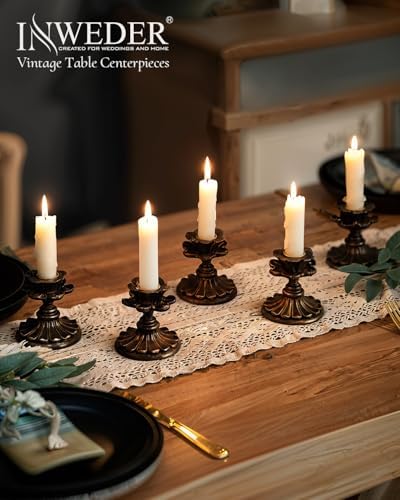 Vintage Candlestick Holders Decor: Resin Taper Candle Holders - Image 2
