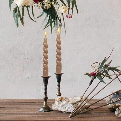 Smokeless Spiral Taper Candle 7.5 Inch Short Twisted Candles Handmade Brown Unscented Twisted Candles for Home Decor - Image 4