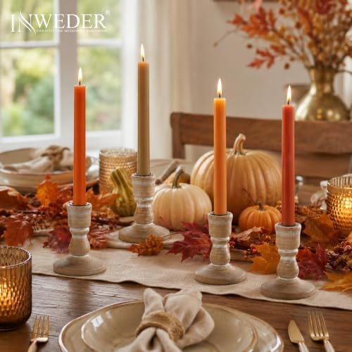 Wooden Taper Candle Holders: Rustic Farmhouse Decor, Set of 4 - Image 5