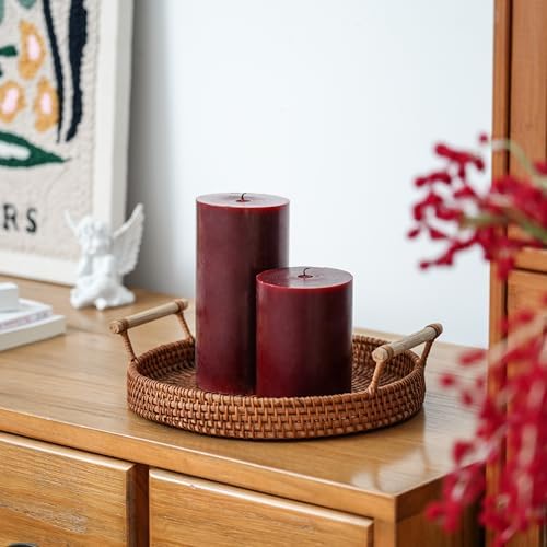 3x6 Inch Burgundy Pillar Candles Set of 3,Unscented Dark Red Pillar Candle - Image 5