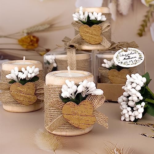 30 Pack Wedding Favors Wood Tealight Candle Holders, Bridal Shower Favors for Guests Bulk, Baptism/Baby Shower Centerpieces for Tables, Wood Cylinder Candle Set for Baby Shower Decorations - Image 4