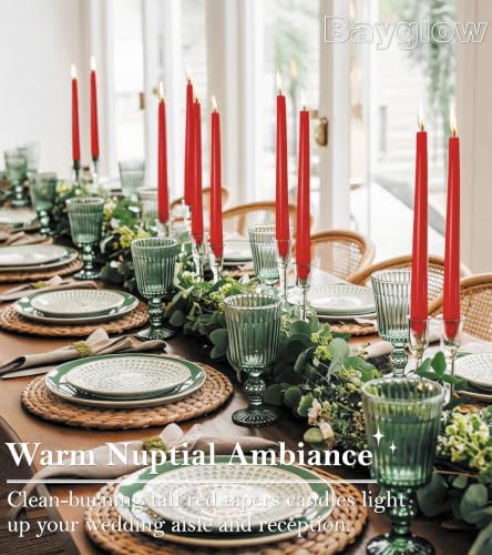 Red Taper Candles 12 Pack 10 Inch Christmas Candlesticks Dripless Unscented Long Burning Tall Red Tapered Candles for Valentine’s Day Christmas Dinner Table Weddings Restaurants Events - Image 5