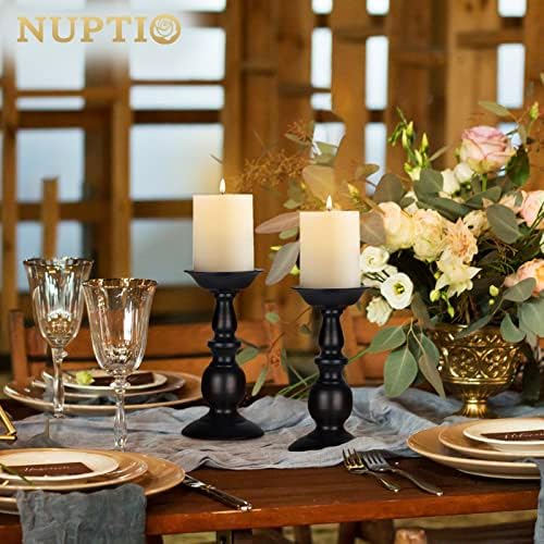 2 Pcs Black Pillar Candle Holders, Most Ideal for 3" Pillar Candles, Gifts for Wedding, Party, Home, Spa, Reiki, Votive Candle (2 x L) - Image 5