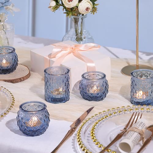 NITIME 36Pcs Assorted Blue Votive Candle Holders, Blue Candle Holders for Wedding Table Decor, Tea Lights Candle Holder for Table Centerpiece, Bridal Shower, Baby Shower Decorations - Image 6