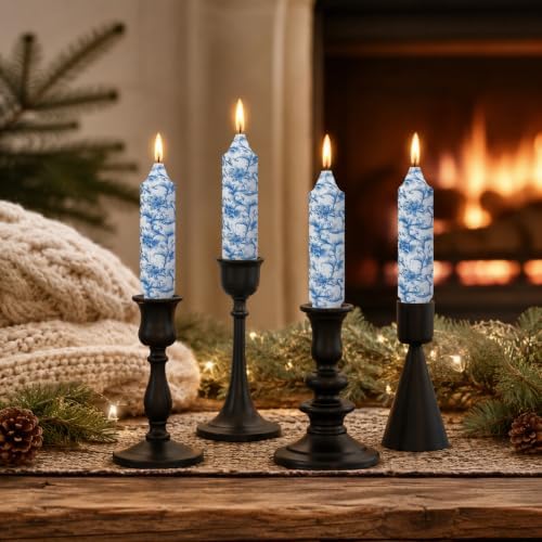 Blue Floral Taper Candles, 5 Inch, Unscented, 4 Pack - Image 6