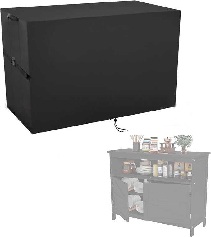Deck Box Cover for Congfutt Outdoor Storage Cabinet, Waterproof Resin Storage Box Bin Covers Outdoor Sideboard Cover- 44"L x 17"D x 33"H