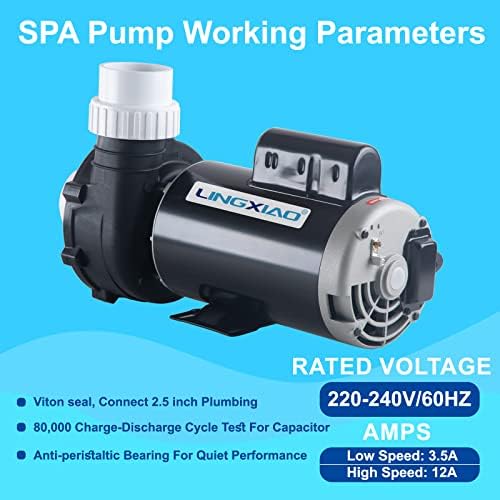 4HP Hot Tub Pump - 2 Speed LX SPA Pump Motor 230V, Connect to 2.5" Port, Super Flow Rate 267GPM (Mode: 56WUA400a-II)